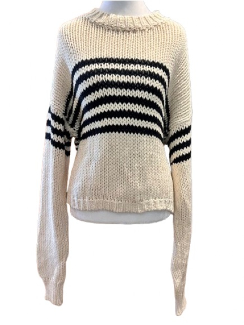 Pistola Nisha Crewneck Sweater Striped Shaker Knit Nautical Clean Girl Boxy L